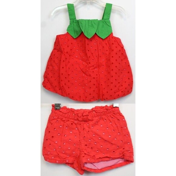 2013 Gymboree Strawberry Sweetheart 2 pc Outfit 3T Bubble Short Shorts Tank Top - Picture 1 of 11